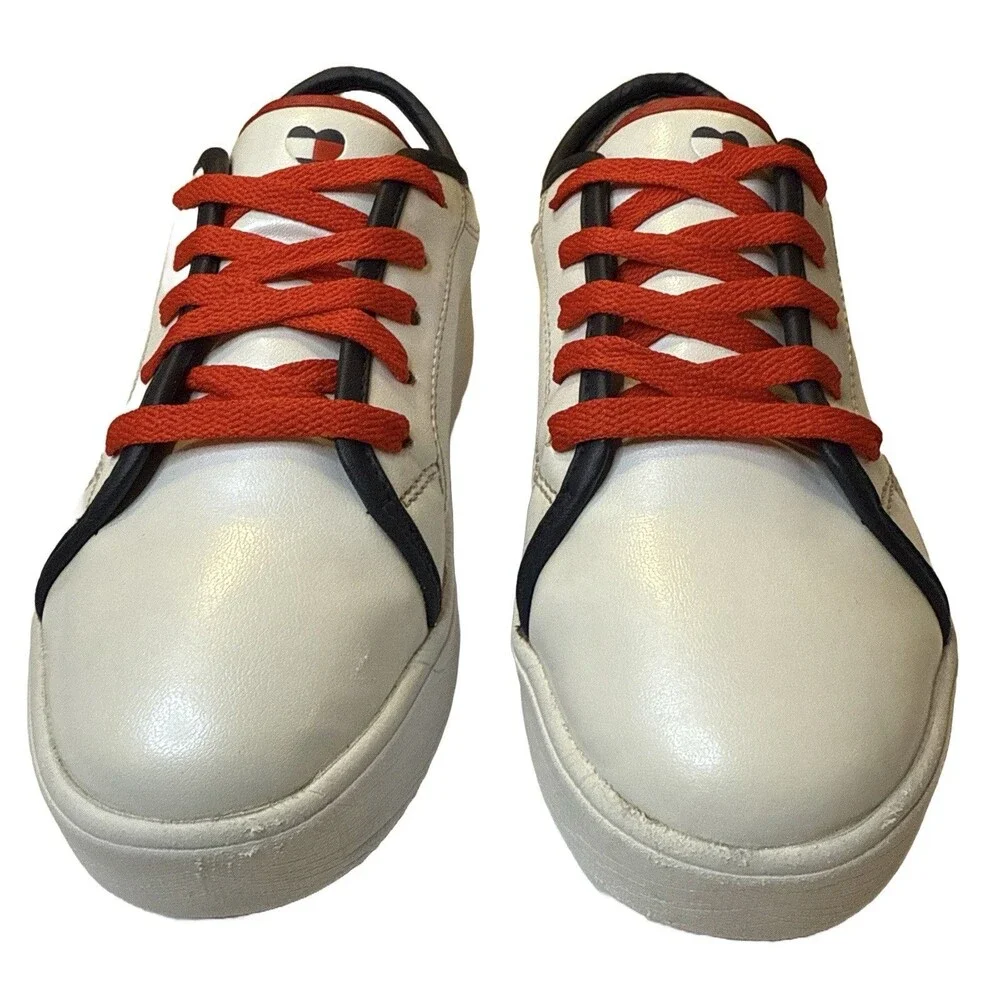 Tommy Hilfiger Girls Platform Sneakers Size 3 Youth White Red Laces Heart Logo